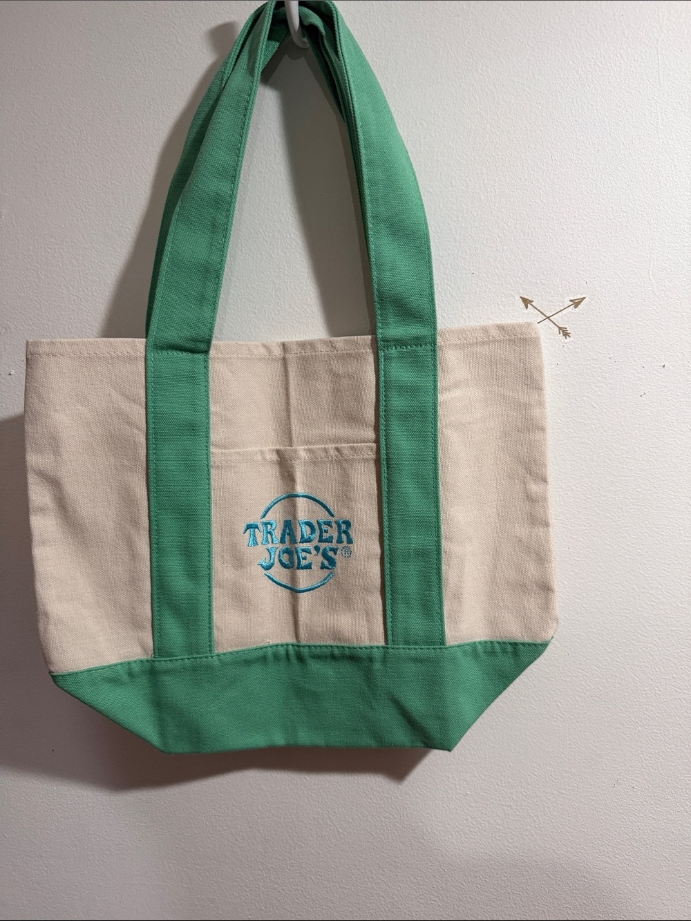 Green & Cream Canvas Tote Bag